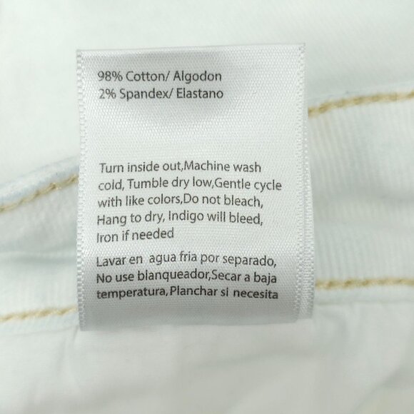 Risen Jeans Crop White with Faded Blue Tone High Rise Distressed Sz 1XL Stretch - Picture 5 of 15